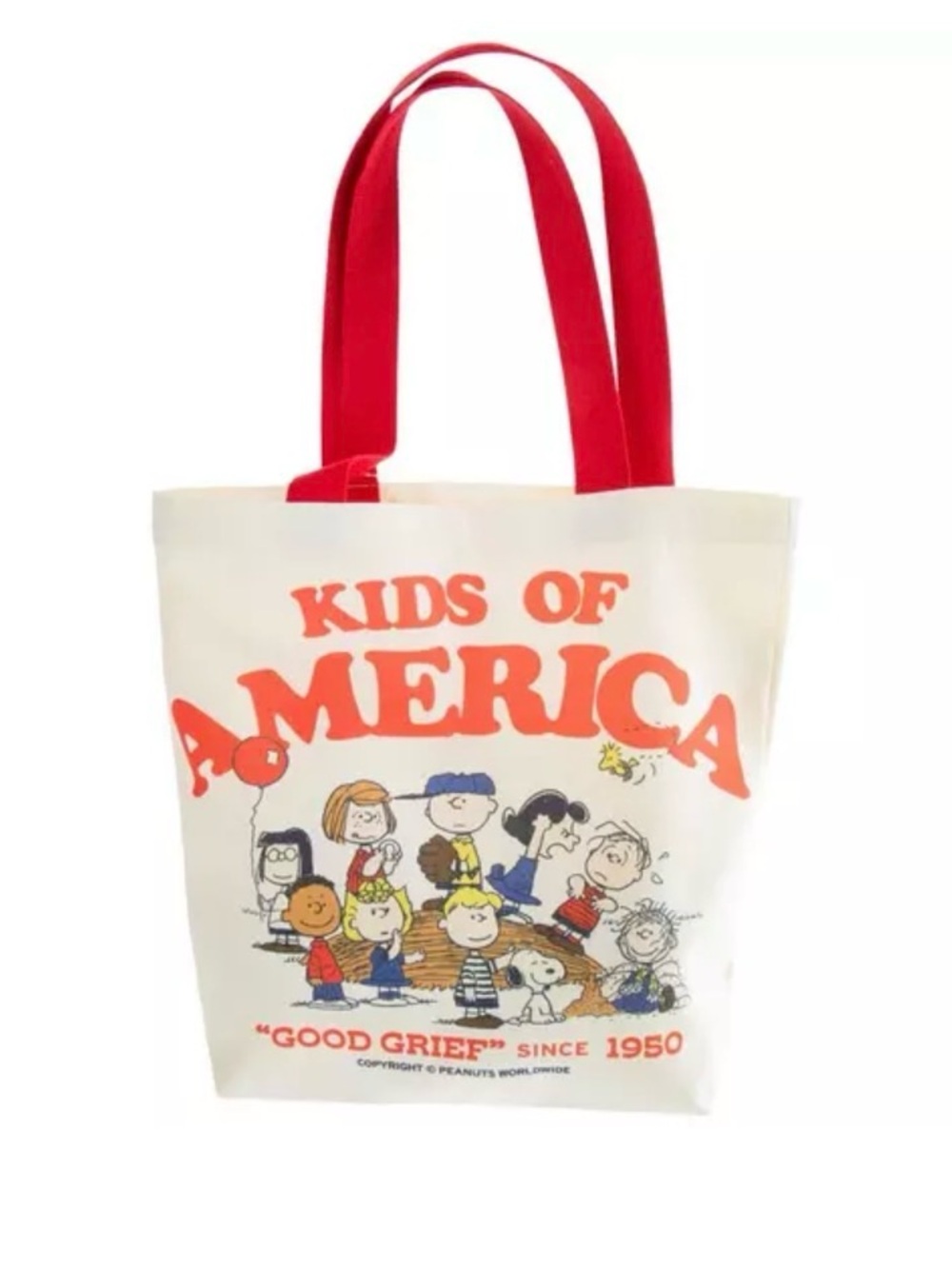 Peanuts Kids of America Reusable Canvas Tote Bag, NWT